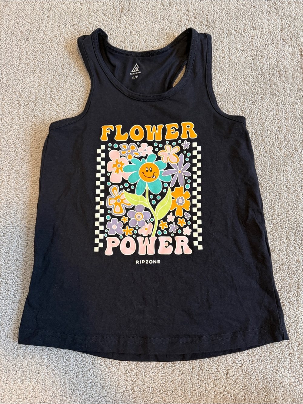 Ripzone Girls' Black Flower Power Graphic Tank
